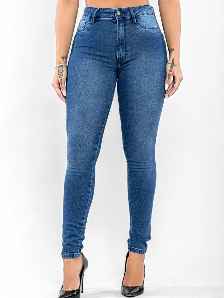 CALÇA JEANS SKINNY FEMININA BASICA ELASTANO LYCRA