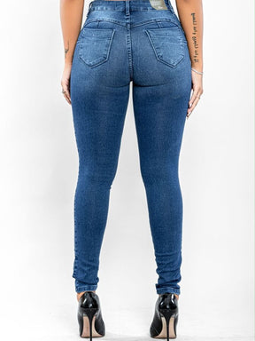 CALÇA JEANS SKINNY FEMININA BASICA ELASTANO LYCRA