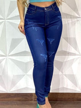 Calça Jeans Feminina Escura Arranhados Premium Modela Levanta Bumbum